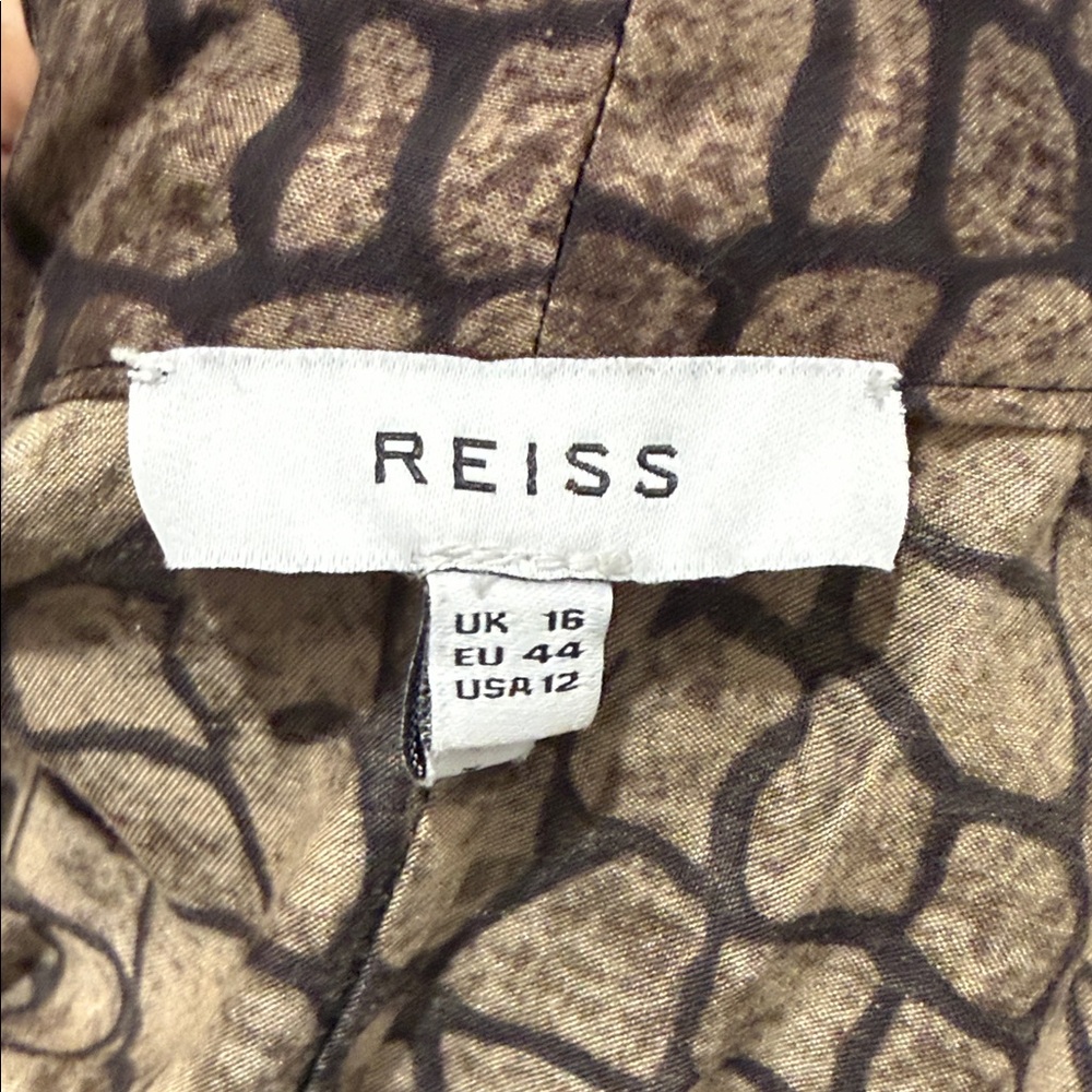 Reiss Brown Patterned Tie-Neck Blouse - Picture 8 of 8